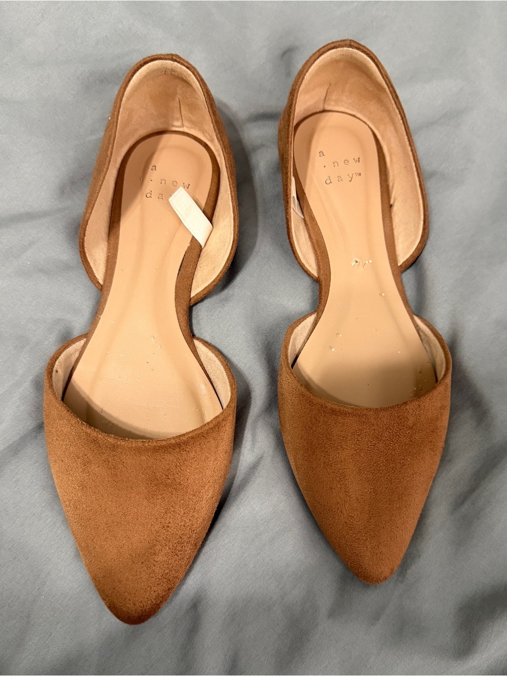 a new day Tan Suede-Style Pointed D'Orsay Flats